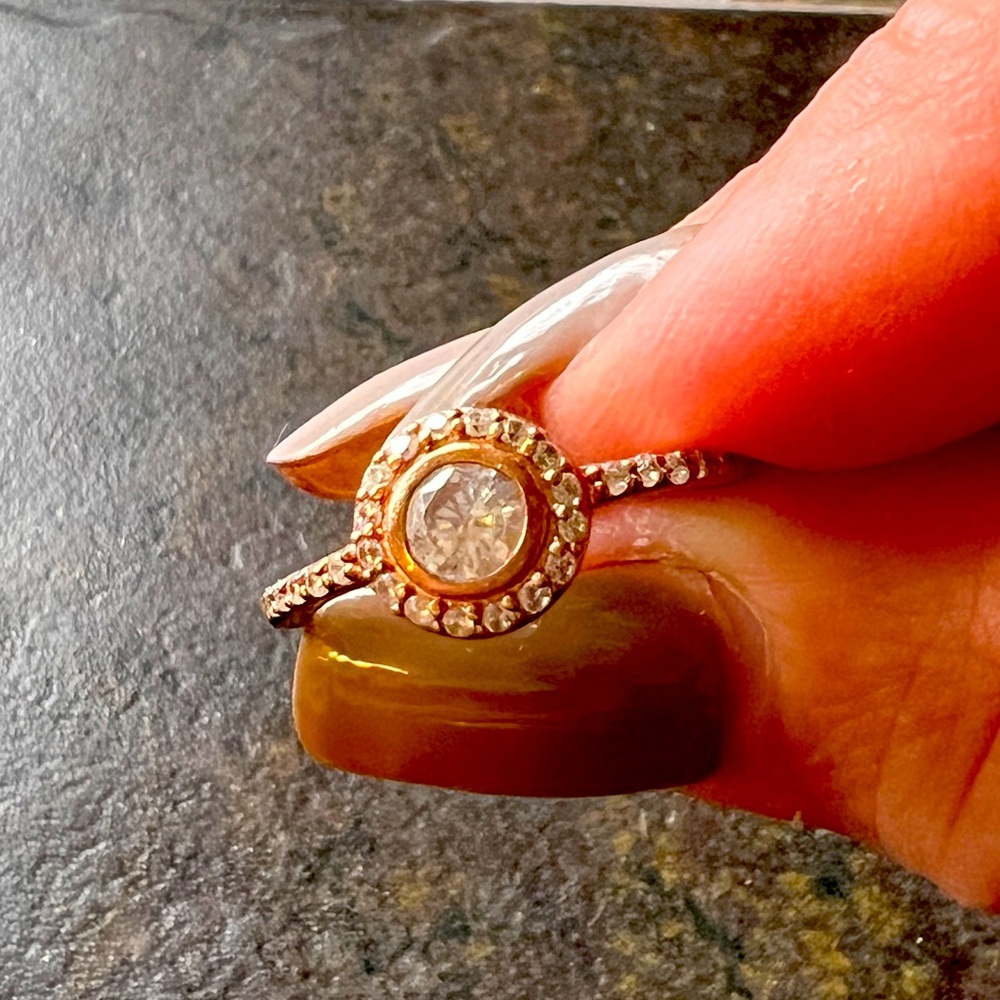 Rose Gold CZ Round Halo Ring